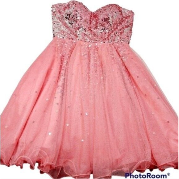 Dollor Dresses Dollar Xs Pink Sequence Bust Ruffle Fit Flair Bottom